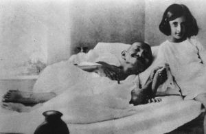 Just Gandhi being human...on a hunger strike.